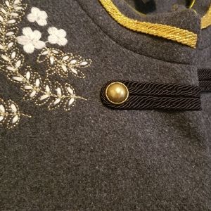 Zara Gray Wool Military-Style Fashion Jacket